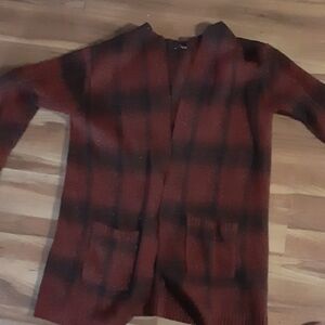 Fashion Nova Red and Black Plaid Cardigan